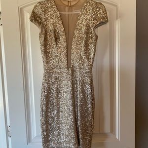 Dress The Population light gold sequin dress
